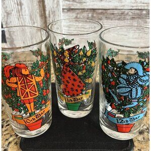 Vintage 12 Days of Christmas Glasses Days 10, 11 and 12 Glassware By Brockway